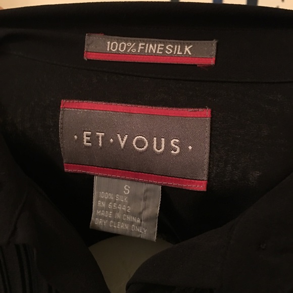 ET VOUS SILK BILLOWY black BUTTON DOWN SHIRT.Small - Picture 5 of 5